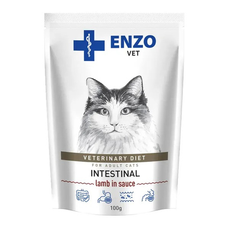 ENZO VET INTESTINAL JAGNIĘCINA W SOSIE KARMA DLA KOTÓW Z ZABURZENIAMI JELITOWYMI 12x100g