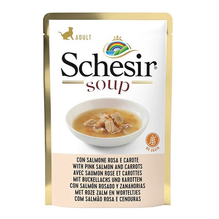 SCHESIR SOUP MOKRA KARMA DLA KOTÓW ZUPA KOTA ŁOSOŚ Z MARCHEWKĄ SASZETKA 85g