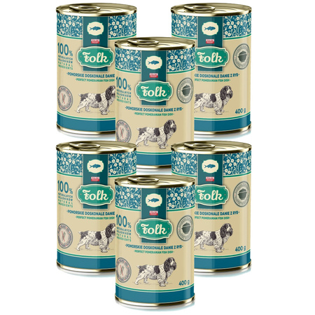  KARMA MOKRA DLA PSA PEŁNOPORCJOWA FOLK POMORSKIE DOSKONAŁE DANIE Z RYB PUSZKA 6x400g