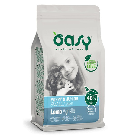 OASY KARMA SUCHA DLA SZCZENIĄT PUPPY JUNIOR SMALL MINI LAMB JAGNIĘCINA 800g
