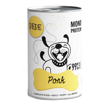 ZESTAW PAKA ZWIERZAKA MOKRA KARMA DLA PSA PEPE PORK WIEPRZOWINA 6x400g