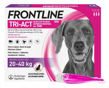 FRONTLINE TRI-ACT L FIPRONIL PERMETRYNA KROPLE NA PCHŁY KLESZCZE DLA PSÓW 20-40kg 1 PIPETKA