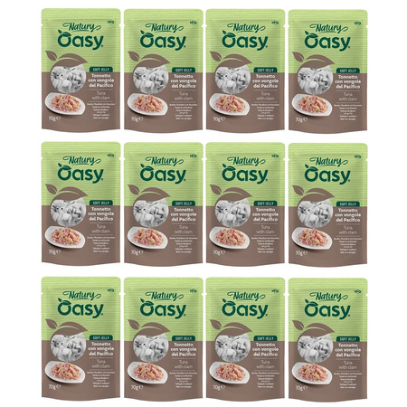MOKRA KARMA DLA KOTA OASY NATURY SOFT JELLY TUŃCZYK Z MAŁŻAMI 12x70g