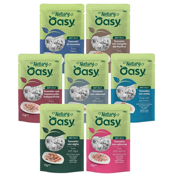 MOKRA KARMA DLA KOTA OASY NATURY SOFT JELLY MIX SMAKÓW Z TUŃCZYKIEM 7x70g