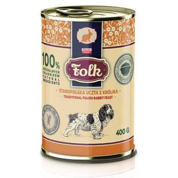 KARMA MOKRA DLA PSA PEŁNOPORCJOWA FOLK STAROPOLSKA UCZTA KRÓLIK PUSZKA 400g