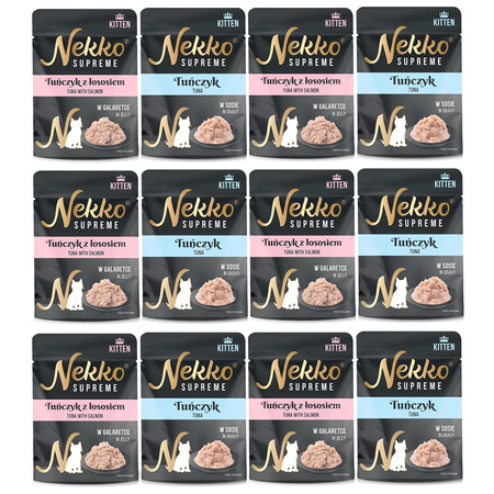 NEKKO SUPREME KITTEN MOKRA KARMA W SASZETCE DLA KOCIĄT MIX SMAKÓW 12x70g