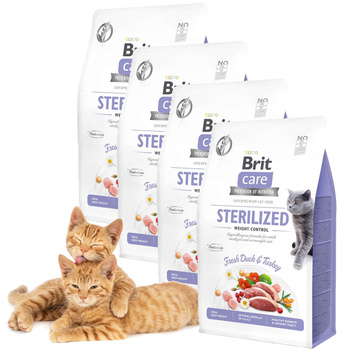 BRIT CARE CAT GRAIN-FREE STERILIZED WEIGHT CONTROL KACZKA/INDYK 4x400g