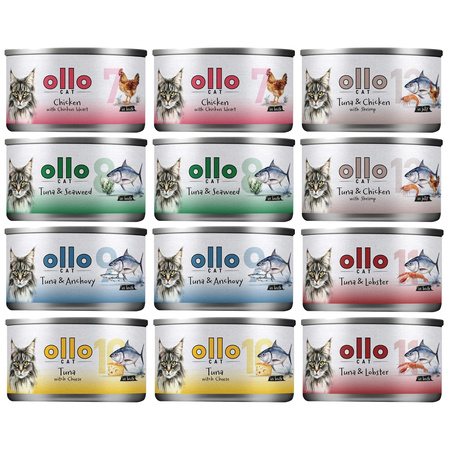 OLLO MOKRA KARMA W PUSZCE DLA KOTA KOCIĄT NATURALNA MIX SMAKÓW 12x70g