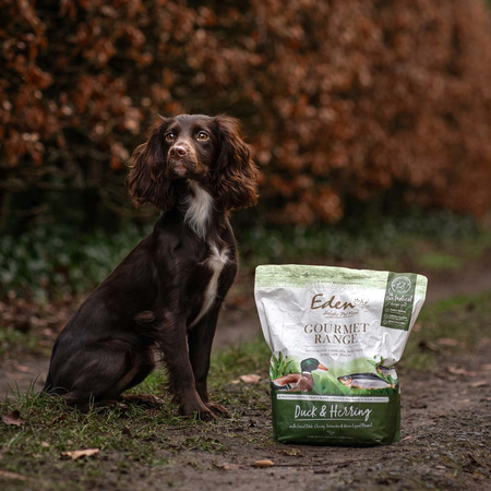 EDEN GOURMET KARMA SUCHA PEŁNOPORCJOWA DLA SZCZENIĄT PSÓW DOROSŁYCH SENIORÓW KACZKA I ŚLEDŹ 2kg