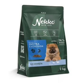 NEKKO SUCHA KARMA DLA SZCZENIĄT ŚREDNIE DUŻE RASY INDYK Z ŁOSOSIEM 2kg