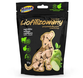 PRZYSMAKI DLA PSA NATURALNE LIOFILIZOWANE WĄTRÓBKA WOŁOWA I JABŁKO HILTON 50g
