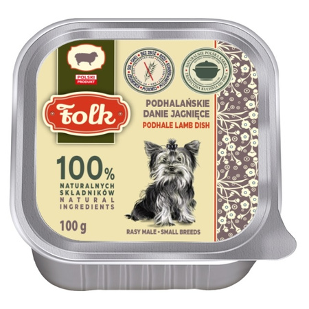 KARMA MOKRA DLA PSA RASY MAŁE FOLK MINI PODHALAŃSKIE DANIE JAGNIĘCINA SZALKA 100g