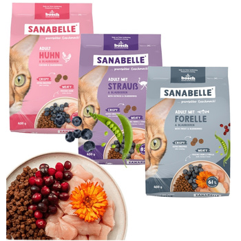 SANABELLE ADULT KOMPLETNA SUCHA KARMA DLA KOTA MIX SMAKÓW 3x400g