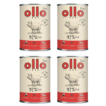 OLLO PURE PORK ADULT MONOBIAŁKOWA MOKRA KARMA DLA PSÓW WIEPRZOWINA 4x850g