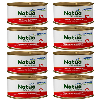 NATUA NATURAL MOKRA KARMA DLA KOTÓW TUŃCZYK Z KREWETKAMI W BULIONIE PUSZKA KOTA 8x85g