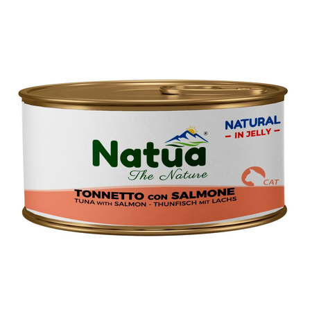 NATUA NATURAL MOKRA KARMA DLA KOTA TUŃCZYK Z ŁOSOSIEM W GALARETCE PUSZKA 8x85g