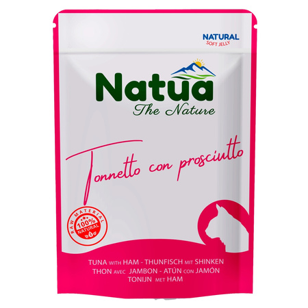 NATUA NATURAL MOKRA KARMA DLA KOTÓW TUŃCZYK Z SZYNKĄ W GALARETCE SASZETKA KOTA 8x70g