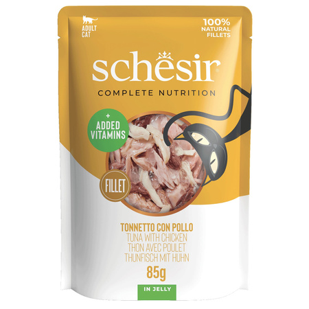 SCHESIR KARMA W SASZETKACH DLA KOTÓW TUŃCZYK KURCZAK W GALARETCE DLA KOTA 20x85g