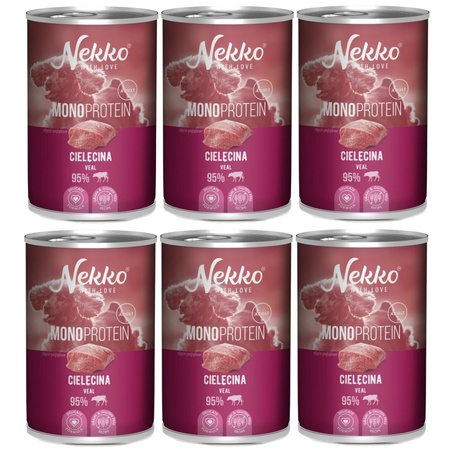 NEKKO MONOPROTEIN ADULT MOKRA KARMA DLA PSA CIELĘCINA 6x400g