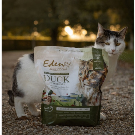  EDEN KARMA SUCHA PEŁNOPORCJOWA DLA KOTA DOROSŁEGO SENIORÓW KACZKA I SARDYNKA 1,5kg