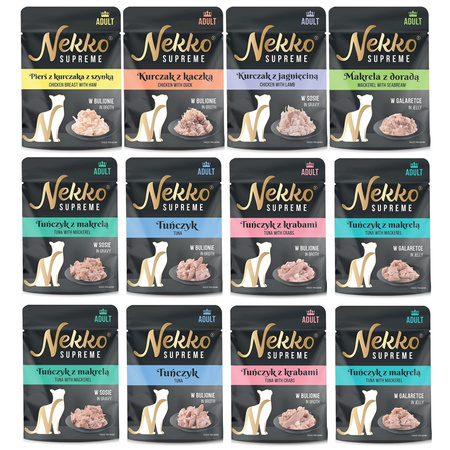 NEKKO SUPREME MOKRA KARMA W SASZETCE DLA KOTA MIX SMAKÓW 12x70g