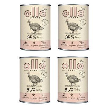 OLLO PUPPY PURE TURKEY MONOBIAŁKOWA MOKRA KARMA DLA SZCZENIĄT INDYK 4x850g