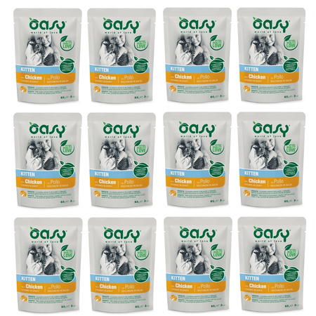 OASY CHUNKS IN GRAVY KITTEN MOKRA KARMA DLA KOCIĄT KURCZAK W SOSIE SASZETKA 12x85g