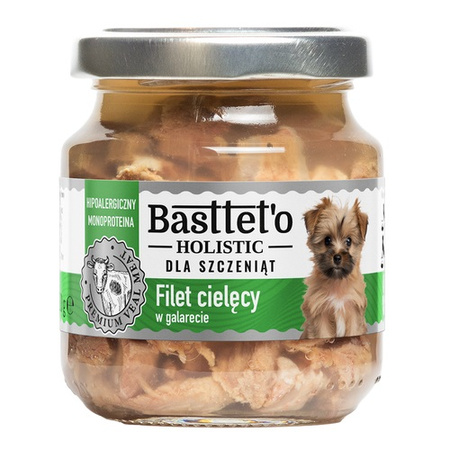 BASTTETO HOLISTIC MONOPROTEINOWA KARMA DLA SZCZENIĄT FILET CIELĘCY W GALARECIE 4x130g