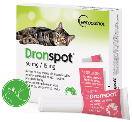 1 PIPETA DRONSPOT KROPLE NA ODROBACZANIE - ŚREDNI KOT 2,5-5kg