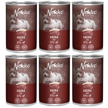 NEKKO MONOPROTEIN ADULT MOKRA KARMA DLA PSA KACZKA 6x400g