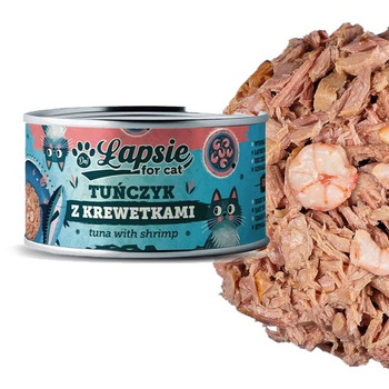 DAJ ŁAPSIE FOR CAT MOKRA KARMA DLA KOTA TUŃCZYK Z KREWETKAMI W BULIONIE PUSZKA 80g