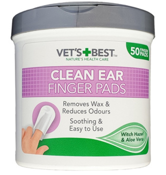 VET'S BEST CZYŚCIKI NAPALCOWE DO USZU PSA KOTA x50