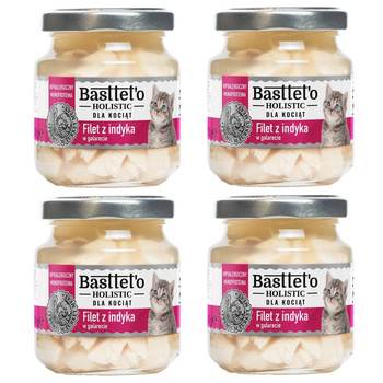 BASTTETO HOLISTIC MONOPROTEINOWA KARMA DLA KOCIĄT FILET Z INDYKA W GALARECIE 4x130g