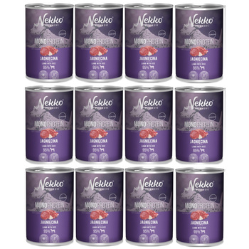 NEKKO MONOPROTEIN JUNIOR MOKRA KARMA DLA SZCZENIĄT JAGNIĘCINA Z RYŻEM 12x400g