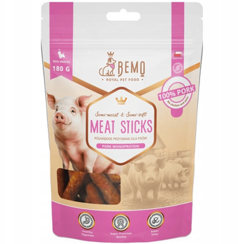 BEMO MEAT STICKS PORK MIĘSNE KĄSKI PRZYSMAKI DLA PSA WIEPRZOWINA 180g