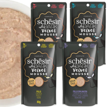 SCHESIR AFTER DARK VELVET MOUSSE MOKRA KARMA DLA KOTA MIX SMAKÓW 4x80g