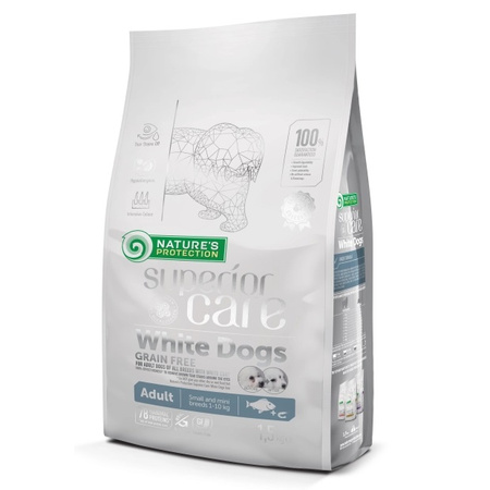 NATURE'S PROTECTION WHITE SMALL KARMA DLA PSA BIAŁA SIERŚĆ MAŁE RASY RYBY 4kg