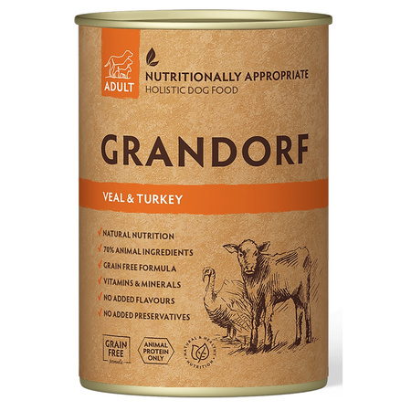 GRANDORF VEAL TURKEY CIELĘCINA INDYK MOKRA KARMA W PUSZCE DLA PSA 6x400g