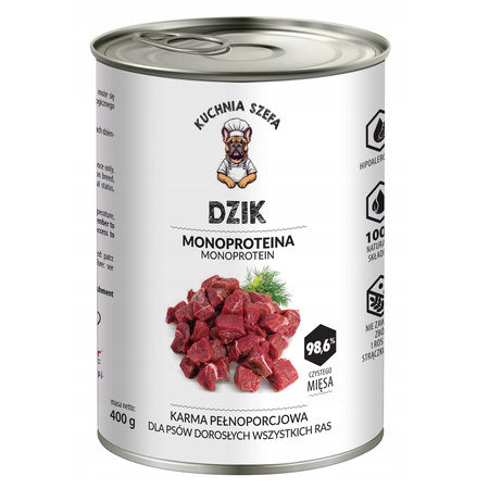 KUCHNIA SZEFA MOKRA KARMA DLA PSA MONOPROTEINOWA MIX SMAKÓW 7x400g