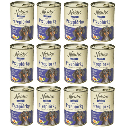 NEKKO MOKRA KARMA DLA PSA ADULT PRZEPIÓRKA GRUSZKA PIETRUSZKA 12x400g