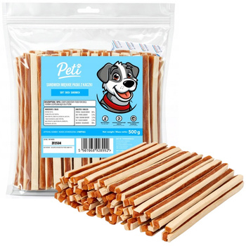 PETI PRZYSMAKI DLA PSA SANDWICHE PASKI Z KACZKI 500g