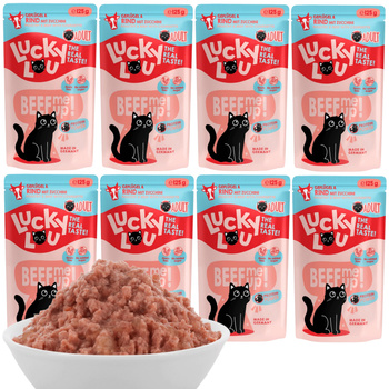 LUCKY LOU LIFESTAGE MOKRA KARMA DLA KOTA POKARM DRÓB WOŁOWINA 8x125g