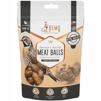 BEMO MEAT BALLS TURKEY WITH QUAIL PRZYSMAK DLA PSA INDYK PRZEPIÓRKA 180g