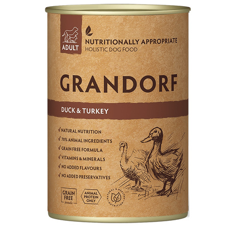 GRANDORF DUCK TURKEY KACZKA INDYK MOKRA KARMA W PUSZCE DLA PSA 400g