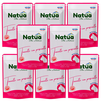 NATUA NATURAL KITTEN MOKRA KARMA DLA KOCIĄT TUŃCZYK Z SZYNKĄ W GALARETCE SASZETKA KOCIAKA 8x70g