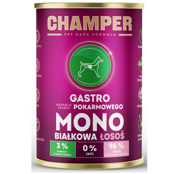 CHAMPER DLA PSA MONOBIAŁKOWA MOKRA KARMA DLA PSÓW GASTRO ŁOSOŚ 400g