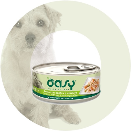 OASY NATURAL RANGE ADULT MOKRA KARMA DLA PSA KURCZAK KACZKA WARZYWA 6x150g