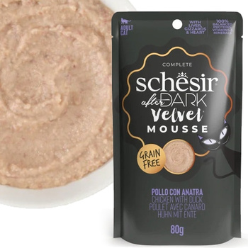 SCHESIR AFTER DARK VELVET MOUSSE MOKRA KARMA DLA KOTA MUS Z KURCZAKA Z KACZKĄ SASZETKA 80g