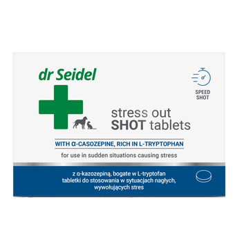 DR SEIDEL STRESS OUT SHOT TABLETS STRES LĘK FAJERWERKI USPOKOJENIE PSA I KOTA 10 TABLETEK