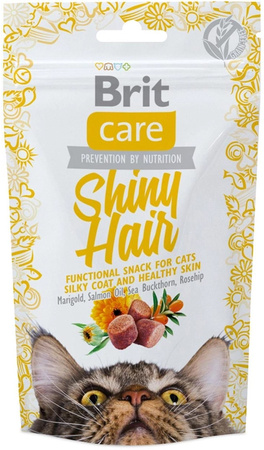 BRIT CARE CAT SNACK SHINY HAIR PRZEKĄSKA NA SIERŚĆ I SKÓRĘ DLA KOTA 3x50g